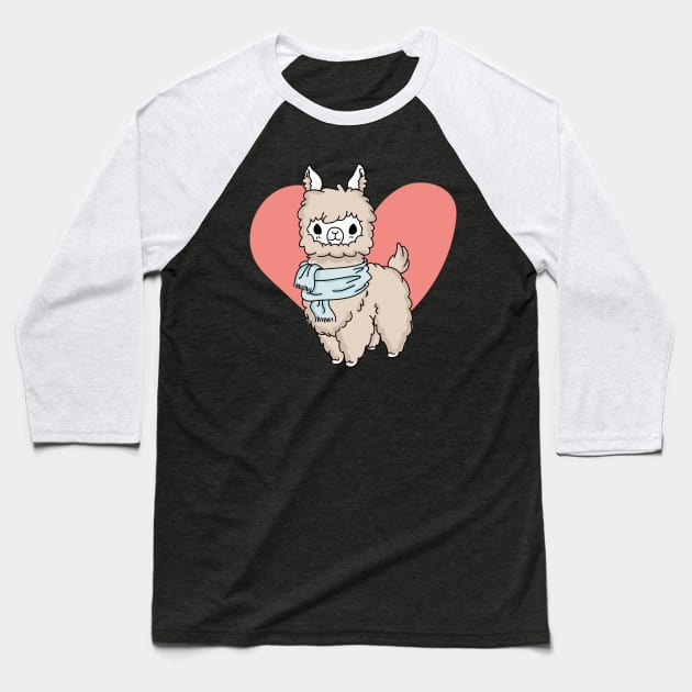 Sweet Llama Lama Alpaca Heart Baseball T-Shirt by Luxara